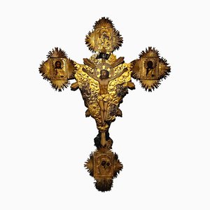 Orthodoxes Kreuz aus vergoldetem Silber, 18. Jh.