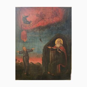 Icona ortodossa del XIX secolo con l'Ascensione di Elia