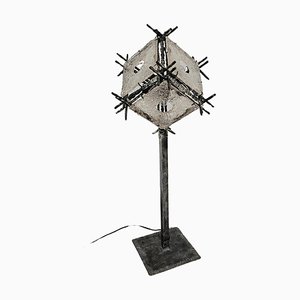 Brutalistische Stehlampe mit Glasplatten aus Muranoglas von Albano Poli für Poliarte, 1970er