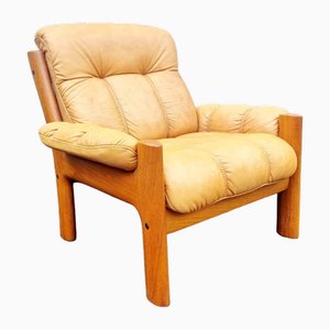 Mid-Century Modern Teak & Leather Framed Armchair by Ekornes Stressless, Norway, 1980s