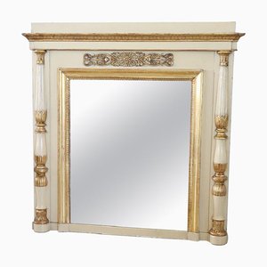 Specchio da parete, inizio XIX secolo, con cornice in legno di pioppo dorato e laccato