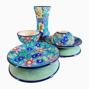 Earthenware Tea Service from Longwy, 1950s, Set of 5