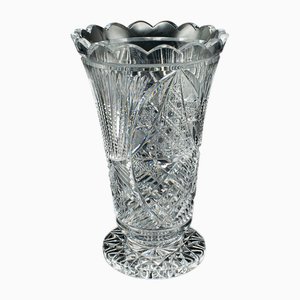Vintage Trompetenvase, Englisch, Geschliffenes Glas, Dekorativer Blumentopf, Mid-Century, 1960er