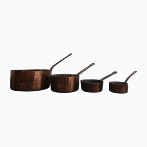 Early 20th Century French Copper Pots, Set of 4, 1890s, Set of 4