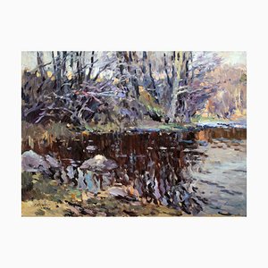 Edgars Vinters, Sunny Autumn Day, 1978, Oil on Cardboard