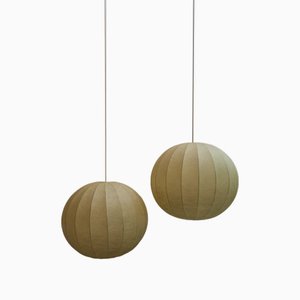 Large Italian Cocoon Pendant Lamps, 1960s, Set of 2