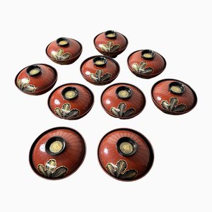 Wajima-Nuri Owan Servierschalen aus der Shōwa Periode, Japan, 1970er, 10er Set