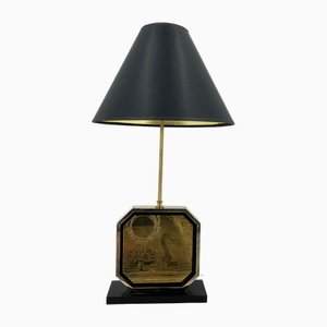 Brass Etched Table Lamp by Georges Mathias, 1970s