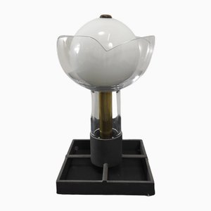 Lampada da Tavolo in Vetro di Murano Trasparente Soffiato a Bocca di Carlo Moretti, Italia, XX Secolo