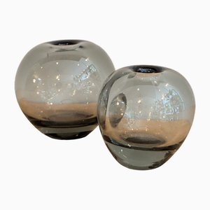 Mid-Century Glasvasen von Per Lütken für Holmegaard, 2er Set