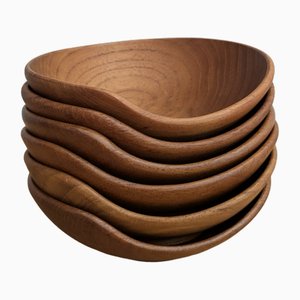 Mid-Century Teak Bowls by Esa, Set of 6