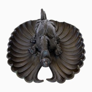 Sculptural Bronze Sculpture and Inkwell Box Representing a Dragon, Russia, 19th Century