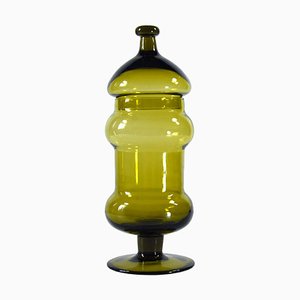 Mid-Century Italian Lidded Color Glass Jar, 1960s