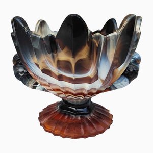 Alzata Art Deco in vetro di United Glassware STS Abel, anni '30