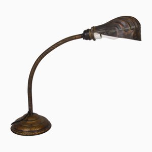 Art Deco Articulated Brass Gooseneck Desk Lamp, 1920s