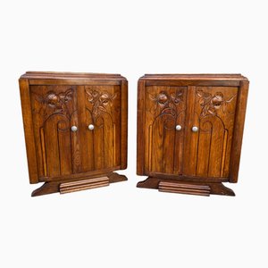 French Art Deco Nightstands, 1940s, Set of 2