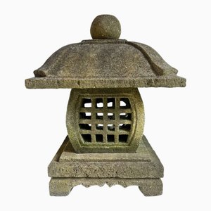 Farol de jardín chino vintage de piedra de lava, años 60