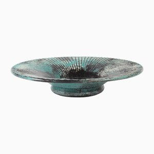 Art Deco Ceramic Bowl with Verdigris Green Glaze by Nils Kähler for Kähler, Denmark, 1930s