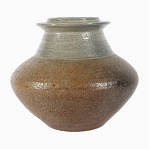 Large Danish Wide Vase with Greyish-Brown Glaze by Nils Kähler for Hak Kähler, 1970s