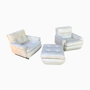 Armchairs and Ottoman by Jacques Charpentier, Set of 3