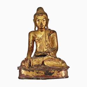 Large 19th Century Mandalay Buddha in Gilt Bronze, Myanmar