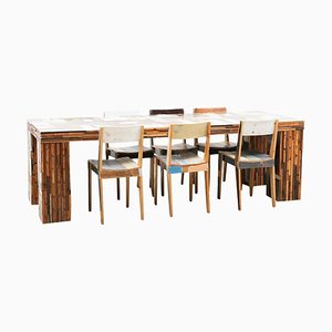 Vintage Dinner Table with Chairs by Piet Hein, Set of 7