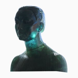 André Hupet, Life Size Clear Bust Sculpture, 1969, Resin