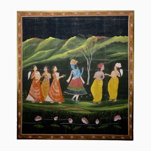 Batik indio grande en representación de Krishna, años 70