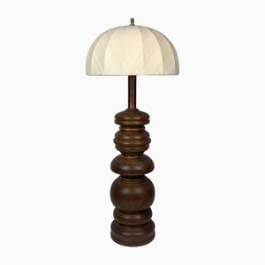 Large Brutalist Danish Copper Table Lamp with Mushroom Shade, 1960s