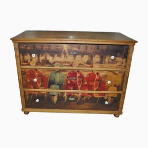 Pine Chest of Drawers with Vespa Photo