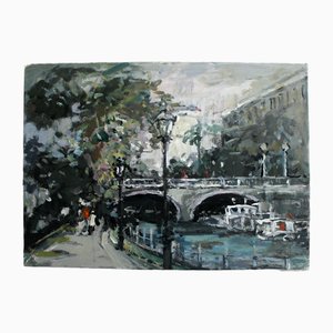 Magdalena Spasowicz, Paisaje con puente, óleo sobre lienzo, 2008