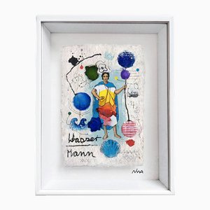 Nina Lanner, Wassermann, Acryl auf Papier, 2022, Gerahmt