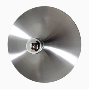 Space Age Brushed Aluminum Model Discus Wall or Ceiling Lamp from Teka, Germany, 1960s