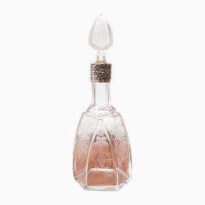 Liquor Bottle or Decanter in Crystal and Silvered Metal, 1950s
