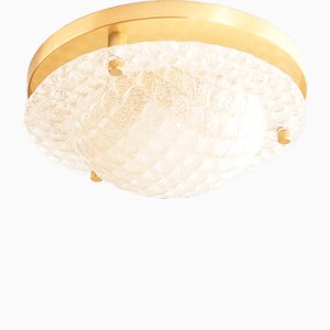 Vintage Textured Glass Flush Mount from Fischer Leuchten, 1970s