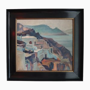 Liesl Bareuther, Santorini, 1950er, Öl auf Leinwand, Gerahmt