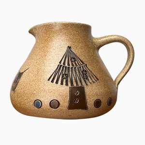 Mid-Century German Studio Pottery Jug with Owl Design from Heinz Theo Dietz, 1960s