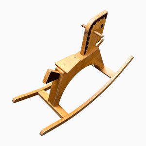 Caballo mecedor Mid-Century de madera, años 60