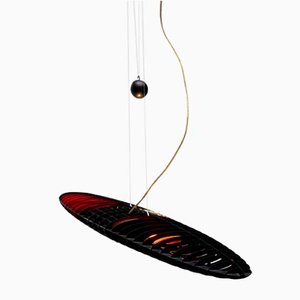 Lampada postmoderna Titania nera di Alberto Meda e Paolo Rizzatto per Luceplan, Italia