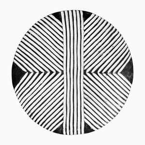 Runder Zulu Schild in Schwarz-Weiß