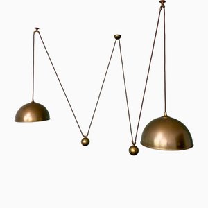 Posa Double Pendulum Ceiling Lamp in Brass by Florian Schulz, Deutschland, 1960s