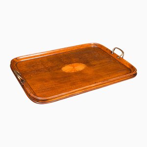 Bandeja de servicio Tipple antigua de roble, década de 1890