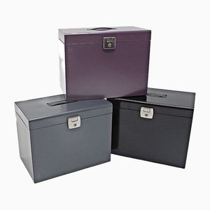 Cajas para documentos de hoja de metal de color. Juego de 3
