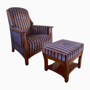 Fauteuil Style Art Déco avec Repose-Pieds par Schuitema, Set de 2