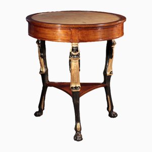Empire Cherry & Alabaster Side Table, Italy, 19th Century