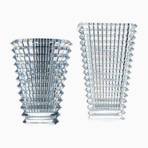 Strukturierte Exquise Vasen aus klarem Kristallglas von Baccarat, Frankreich, 1990, 2er Set