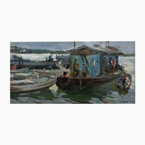 Leonid Vaichilia, Fishermen, Oil on Canvas, 1973