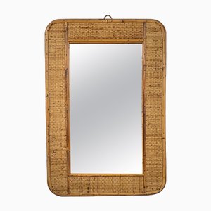 Bamboo & Rattan Wall Mirror from Dal Vera, Italy, 1950s