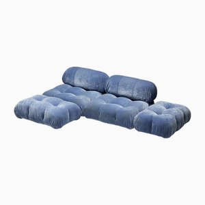Blaues Camaleonda Samtsofa von Mario Bellini für B&B Italia, Italien, 1970er