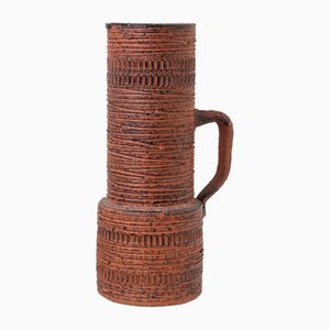 Mid-Century Brutalist Red-Brown Chamotte Vase by Spara Keramik, Germany, 1960s
